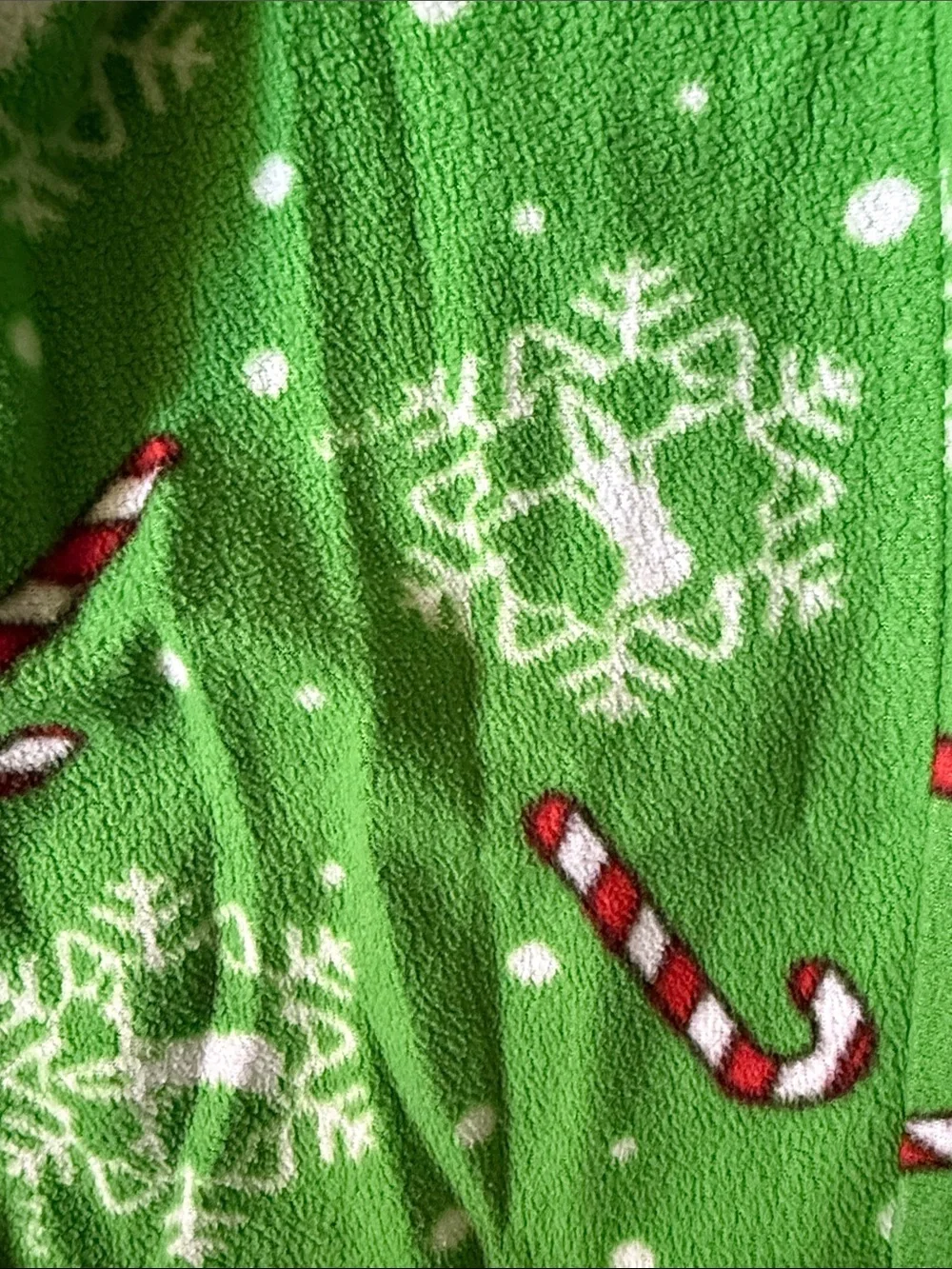 Kids Green Elf Stripe Pajama Set with Candy Cane Print